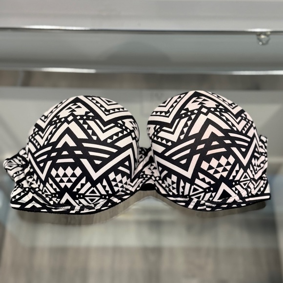 PINK Victoria's Secret Strapless Black & White Padded Bra 36C - Picture 1 of 8